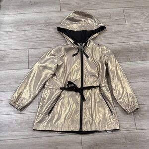 TOPSHOP Women’s Gold Metallic Parka Coat Size 4